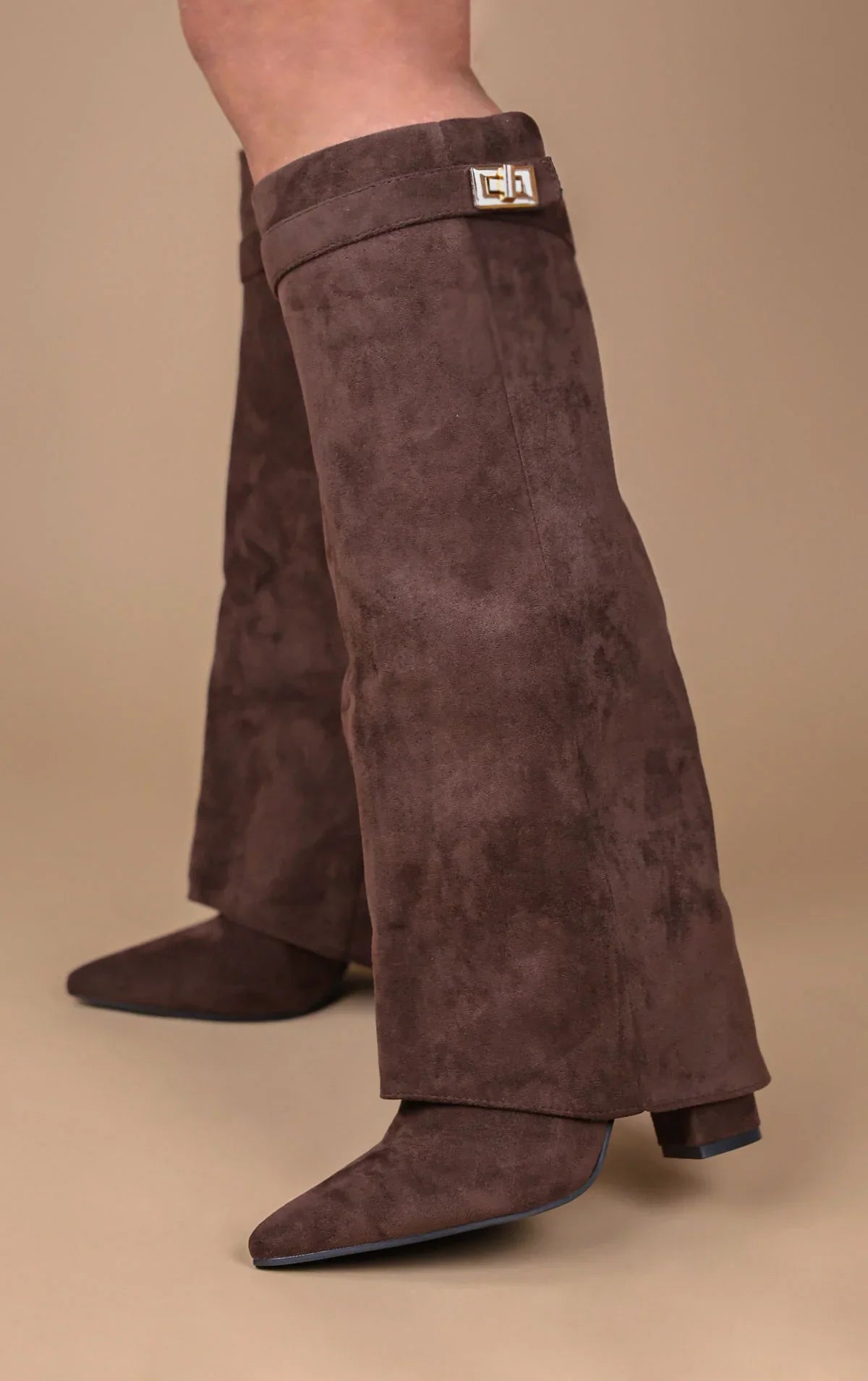 Favinella Zamszowe Kozaki Czekoladowe