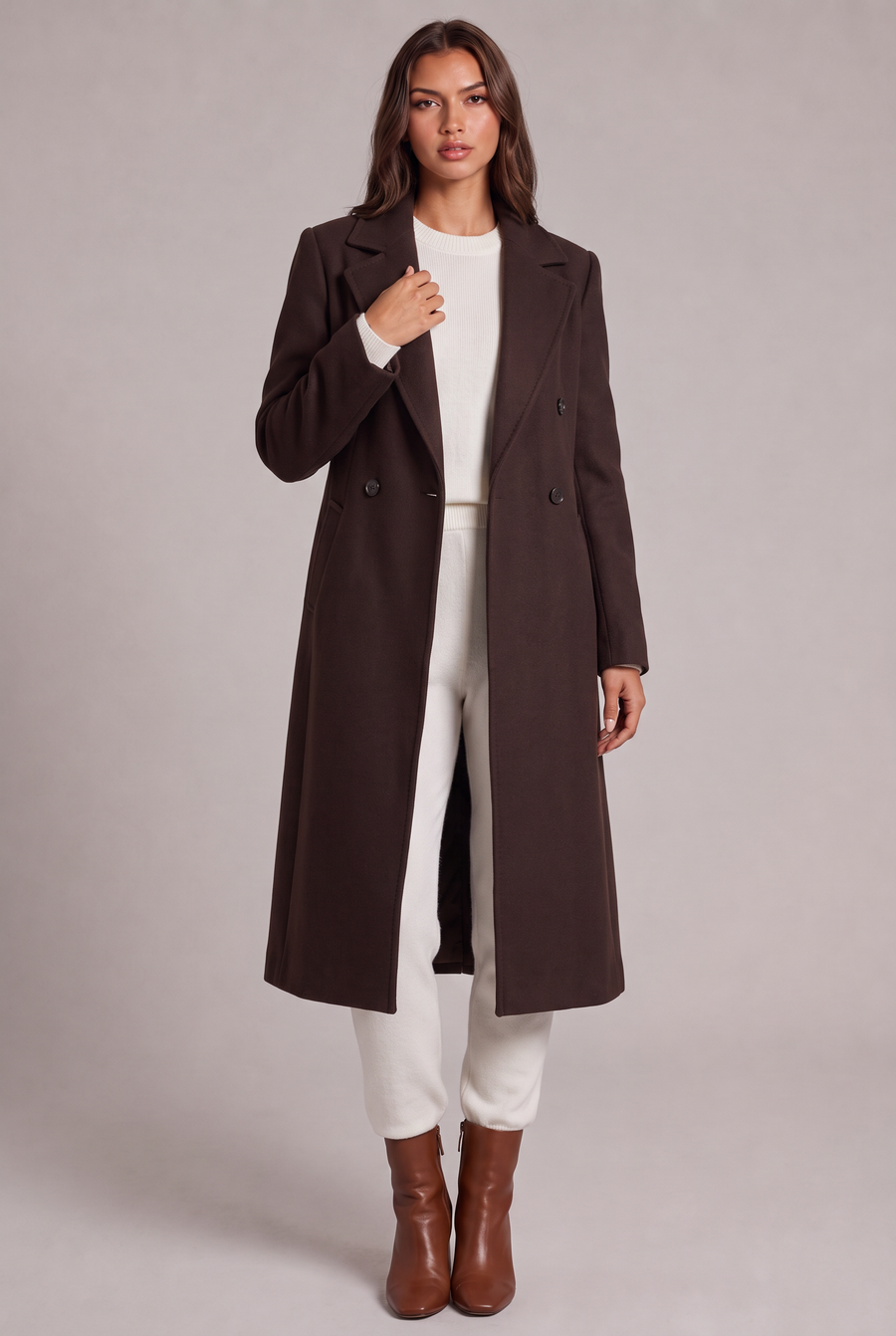 Ines Elegancki Płaszcz Longline
