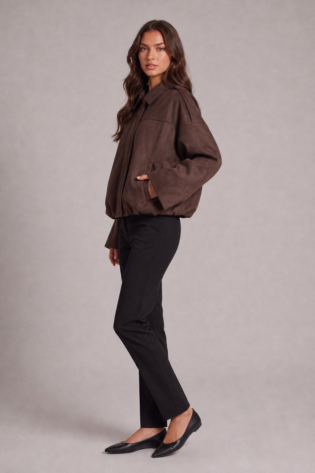 Elise Zamszowa Kurtka Bomber