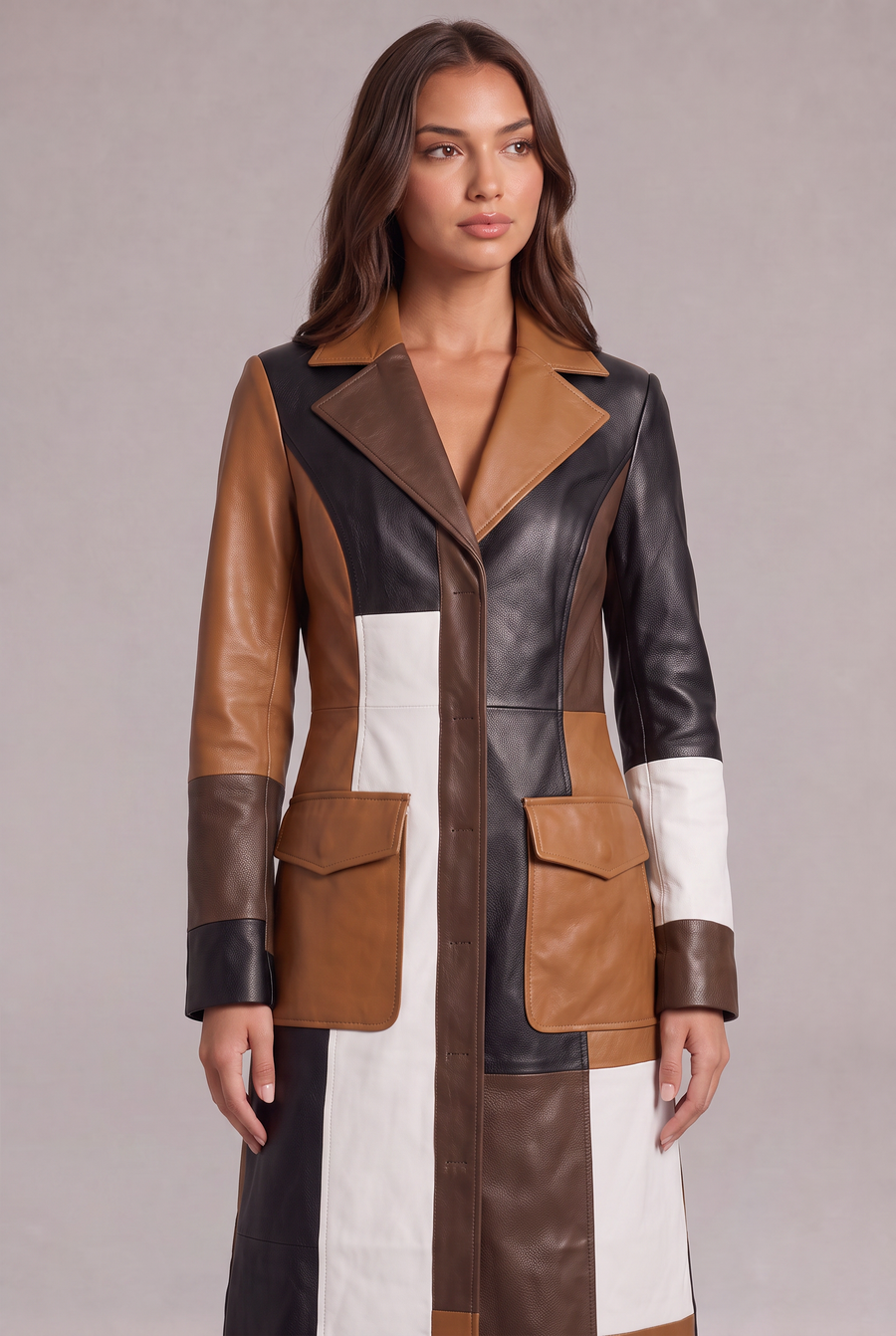 Margaux Długi Płaszcz Colorblock