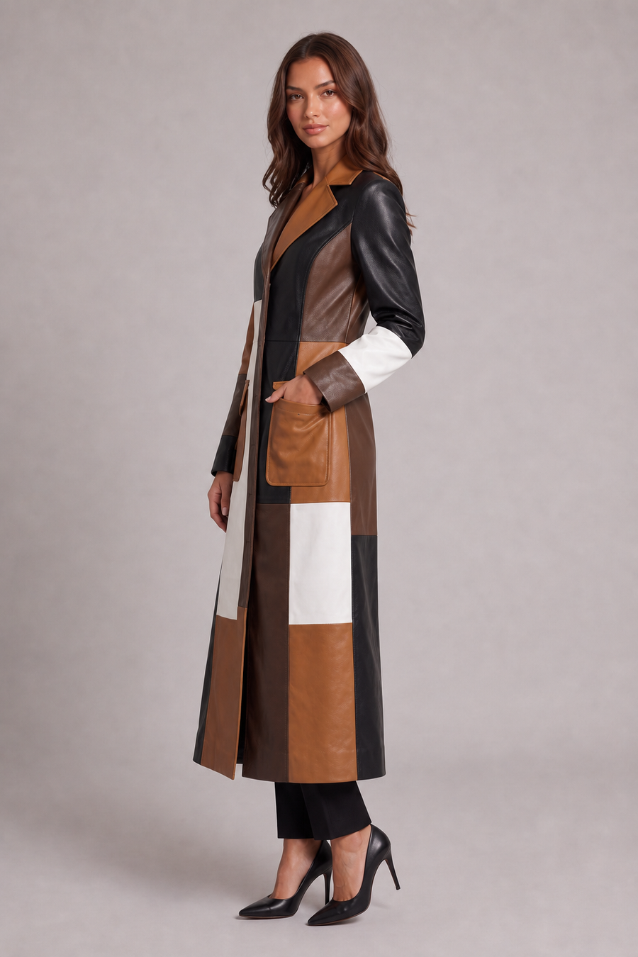 Margaux Długi Płaszcz Colorblock