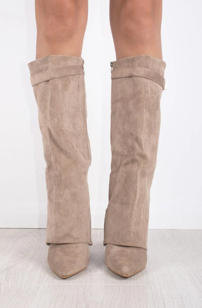 Favinella Zamszowe Kozaki Beżowe