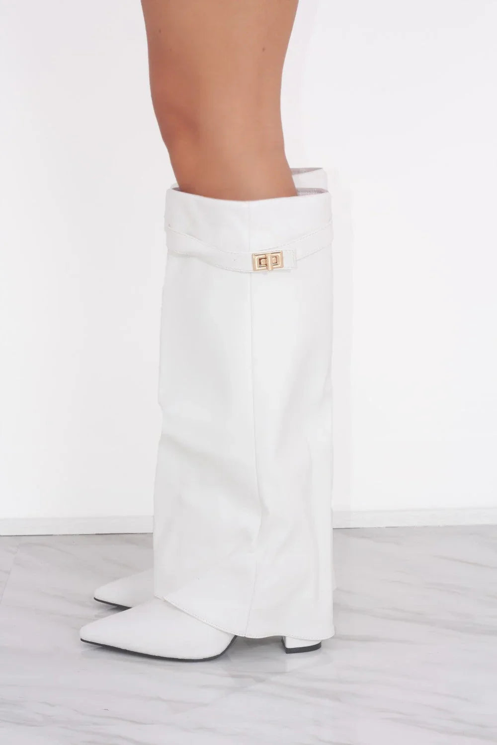 Favinella Skórzane Kozaki Białe